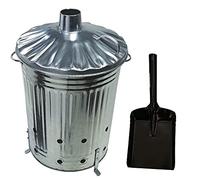 Srendi® 90 Litre 90L Extra Large Galvanised Metal Incinerator Recycle Garden Rubbish Fire Burning Binwith FREE SHOVEL