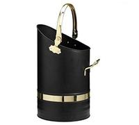Srendi® Black Brass Handles Coal Bucket Hod Heavy Duty Scuttle Fireside Fireplace Size Large16 Inches (Brass Handle Bucket Only)