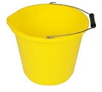 Srendi® Black/Yellow Plastic Builders Bucket 3 Gallon 14 Litre Water Mixing Storage Strong with Handle Made in U.K. (Yellow, 3)