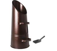 Srendi® Heavy Duty Anthracite 23" Coal Hod, Bucket Coal Scuttle Black Bronze Galvanised High Quality for Fireplace Fire Side Option with Shovel and Poker (Bronze/Oxy Coal Hod with Shovel)