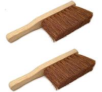 Srendi® Large Strong Metal Dustpan and Brush Set Soft or Stiff Brush Black Dust Ash Pan Coco Fibre Hand Brush Heavy Duty Solid FSC Wood, Sweeping and Scrubbing Wooden Brushes (Set of 2 Brush Soft)