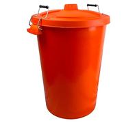 Srendi® Small/Medium/Large Plastic coloured Bin/Waterfroof/Rodent Proof/Ideal for Outdoor/Animal Feed/Food/Storage/Flour Locking Lid (85L, ORANGE)