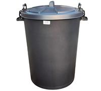 Srendi® Small/Medium/Large Plastic coloured Bin/Waterfroof/Rodent Proof/Ideal for Outdoor/Animal Feed/Food/Storage/Flour Locking Lid (110L, BLACK)