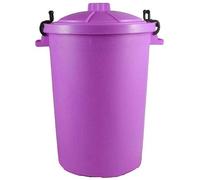 Srendi® Small/Medium/Large Plastic Coloured Bin/Waterfroof/Rodent Proof/Ideal for Outdoor/Animal Feed/Food/Storage/Flour Locking Lid (85L, Purple)