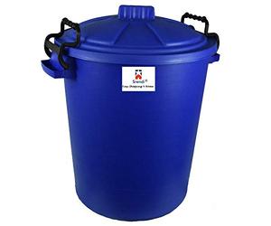 Srendi® Small/Medium/Large Plastic Coloured Bin/Waterfroof/Rodent Proof/Ideal for Outdoor/Animal Feed/Food/Storage/Flour Locking Lid (50L, Blue)