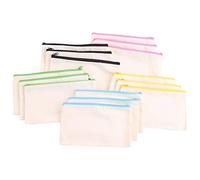 Sreuyong 15 Pack Blank Cotton Canvas DIY Craft Zipper Bags Pouches Pencil Case for Makeup Cosmetic Toiletry Stationary Storage