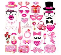 Sreuyong Pack of 35 Valentine'S Day Photo Booth Props Valentine Day Decorations with Kiss Signs for Romantic Celebrations