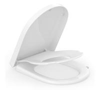 SREWOHS PRO D Shaped Soft Close Family Toilet Seat, White PP | Built-In Child Seat for Potty Training, Quick Release, Top Fixing, Adjustable Hinges, Easy Clean, 45 x 36.1 x 5 cm