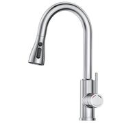 SREWOHS PRO Kitchen Sink Mixer Taps, Pull Out Hose,Brushed Stainless Steel,4 Spary Modes,360° Swivel,High Arc,Single Handle Faucet for 1 Hole Kitchen Sink,Replacement Bar Tap,Ease of Install,Nicke