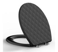 SREWOHS PRO O Shaped Soft Close Toilet Seat - Quick Release PP Loo Seat with Lid Lifter, Adjustable Anti-Slip Hinges, Easy to Clean, Universal Fit Bathroom Toilet, White 45 x 37 x 4.2 cm,Black