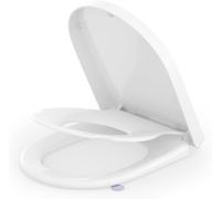 SREWOHS PRO Toilet Seat, White PP D Shaped Toilet Seats Soft Close,Quick Release with Adjustable Hinges,Easy Assembly & Clean Bathroom Toulet Seat,45 x 37CM