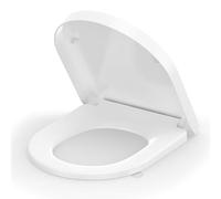 SREWOHS PRO Toilet Seat with Soft-Close Mechanism,D-Shaped White Toilet Lid, Duroplast Toulet Seat, Adjustable Hinges, Removable WC Seat, Includes Installation Template