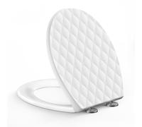 SREWOHS PRO Toilet Seat with Soft-Close Mechanism Oval White Toilet Seat with Diamonds Quick Release Toilet Lid Attachment from Top Soft Close 44.6 x 37.1 cm