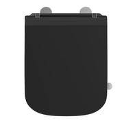 SREWOHS PRO Ultra Thin Square Toilet Seat Soft Close, Black Urea-Formaldehyde Quick Release for Easy Cleaning, Universal Fit Loo Seats,Adjustable Hinges for Standard Bathroom Bowl Seat,42.5 x 34.5 cm