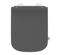 SREWOHS PRO Ultra Thin Square Toilet Seat Soft Close, Grey Urea-Formaldehyde Quick Release for Easy Cleaning, Universal Fit Loo Seats,Adjustable Hinges for Standard Bathroom Bowl Seat,42.5 x 34.5 cm