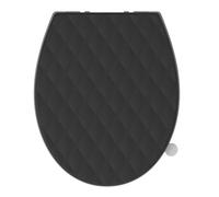 SREWOHS PRO Universal O-Shaped Toilet Seat with Soft Close & Quick Release, Black PP Material, Diamond Pattern, Easy to Install & Clean, Fits Most UK Toilets