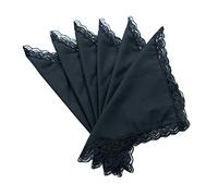 SrffbreMeOly Woemsn Handkerchiefs White Soft Cotton Embroidery Black Ladies Lace Hankies, 05-black 6pcs, One Size
