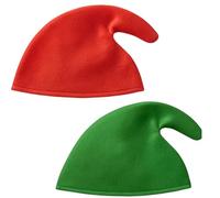 SrgPui 2 Pack Curly Garden Gnome Style Dwarf Hat for Adults, Santa Hats Set Colorful Gnome Hats, Christmas Party Hat, Costume Accessories for Birthday Halloween Cosplay Party (Red+Green)