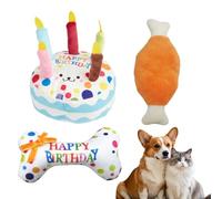SrgPui Dog Birthday Toy, Dogs Birthday, 3-Piece Interactive Play Set with Squeaky Cake, Bow Bone, and Double Chicken Leg, Perfect for Indoor and Outdoor Celebrations with Your Canine Companion