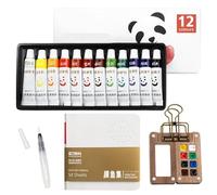 SrgPui Mini Watercolour Paint Set Travel, Portable Pocket Watercolor Set with 12 Colors, Mini Watercolour Sets for Artists, Students, Outdoor Sketching and Painting