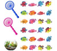 SrgPui Plastic Fish Collection, 24 Piece Marine Life Set With Two Nets, Toy Fish, Ocean-Themed Aquatic Display Elements, Sensory Engagement Items For Various Environments, Versatile Decorative Pieces
