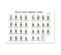 SrgPui Tai Chi Chair Workout, Fabric, Seated Exercise Poster for Seniors and Beginners, Daily Home Practice Guide, Mobility Support Chart, Wall Art for Living Spaces, 45x30 cm Dimensions