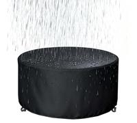 SRHIMEOS Black Patio Garden Furniture Set Cover 200x110cm, Round Waterproof Outdoor Coffee Table Covers, 420D Oxford Heavy Duty Patio Sectional Chair Table Covers, Water-resistant