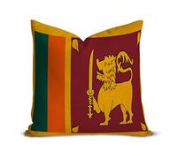 Sri Lanka Flag Farmhouse Decorative Throw Pillow Case 22 x 22 Inch, Vintage Retro Rustic Flag Cushion Cover Case, Patriotic Square Pillow Case Cotton Linen Cushion Case for Mom Dad Friends Gift
