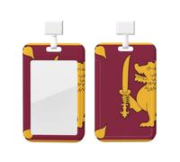 Sri Lanka Flag Id Badge Holder with Lanyard-Vertical Card Protector Clear Abs Hard Shell, Retractable Reel for Work Office