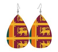 Sri Lanka Flag Leather earrings, European and American style earrings for young women, birthday gifts/Valentine's Day gifts
