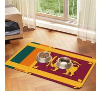 Sri Lanka Flag Pet Feeding Mat Dog Cat Eating Food Absorbent Leather Tablecloth for and Water Bowl Waterproof No Stains Quick Dry Non-Slip 17.72 * 11.8IN