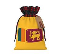 Sri Lanka Flag Print Plaid Burlap Bag With Drawstring Christmas Burlap Pouches For Birthday Party Favors Gift