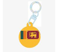 Sri Lanka Flag Print Round Acrylic Pet Tag, Dog Neck Pendant Tags for Pets Circular Dog Cat Collar Name Tags