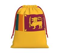 Sri Lanka Flag Print Santa Sack Drawstring Bags For Presents, Reusable Plush Holiday Fabric Gift Bags- L Size