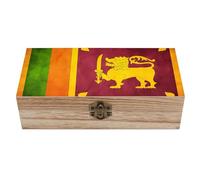 Sri Lanka Grunge Flag Funny Decorative Boxes with Hinged Lid Wooden Keepsake Treasure Chest Box Jewelry Craft Organizer