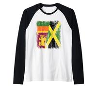 Sri Lanka Jamaica Half Flag Sri Lankan Jamaican Heritage Raglan Baseball Tee