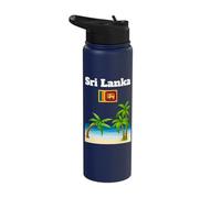 Sri Lanka Souvenir Palm Trees Beach Lover Sri Lankan Flag Stainless Steel Insulated Water Bottle