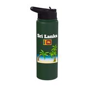 Sri Lanka Souvenir Palm Trees Beach Lover Sri Lankan Flag Stainless Steel Insulated Water Bottle