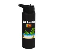 Sri Lanka Souvenir Palm Trees Beach Lover Sri Lankan Flag Stainless Steel Insulated Water Bottle