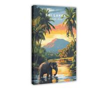 Sri Lanka Travel Elephant Poster Canvas Poster Wall Art Decor Print Picture Paintings for Living Room Bedroom Decoration 16x24inch(40x60cm)