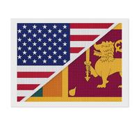 Sri Lanka U.S.A. Flag Funny Diamond Art Kits for Adults Round Full Drill Picture Home Wall Decor