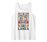 Sri Lanka Vibrant Turtle, Ocean Life Flowers and Hearts Tank Top