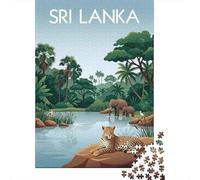 Sri Lanka Wildlife Jigsaw Puzzle 1000 Pieces, Asian Architecture Inspired View, Interlocking Paper Pieces for Puzzle Lovers, Relaxing Challenge, 70x50cm/1000pcs