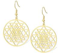 Sri Yantra Chakra Earrings for Women Shri Yantra Sacred Geometry Drop Dangle Earrings Hinduism Symbol Amulet Yoga Meditation Spiritual Energy Jewelry Religion Gift
