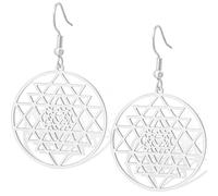 Sri Yantra Chakra Earrings for Women Shri Yantra Sacred Geometry Drop Dangle Earrings Hinduism Symbol Amulet Yoga Meditation Spiritual Energy Jewelry Religion Gift