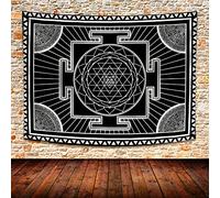 Sri Yantra Mandala Meditation Tapestry Sacred Geometry Wall Decor Art Wall Hanging Tapestries for Living Room Bedroom Home Decoration 80X60 Inches GTWYUH590
