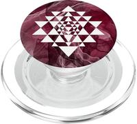 Sri Yantra Sacred Geometry with Burgundy Smoke Shapes Mania PopSockets PopGrip for MagSafe