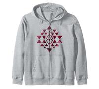 Sri Yantra Sacred Geometry with Burgundy Smoke Shapes Mania Zip Hoodie