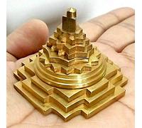 Sri Yantra, Shri Meru Yantra, Sri Chakra in Ashtadhatu & Brass gold/silver/copper tone polish sizes 4", 3" & 2" Inch - Spiritual powers Vaastu Dosh Prosperity Harmony (2" Pure Brass 1 tone 3D)
