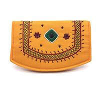 SriAoG Handicrafts Handmade Traditional Wallets for Women Stylish Embroidered Banjara Cotton Applique Work (Multicolour), yellow purse, small hand purse, Modern